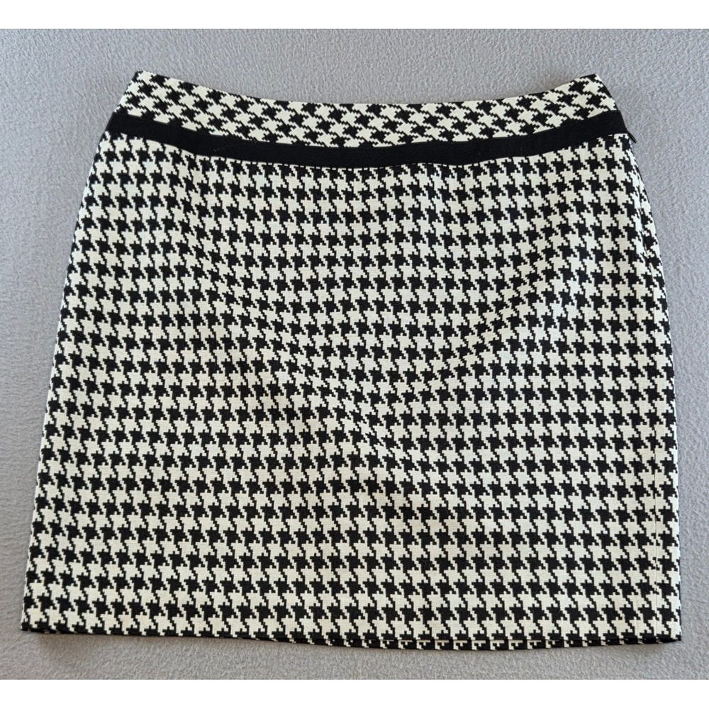 Alfani Petite 14P Houndstooth Mini Skirt Black White Knit Lined Dark Academia